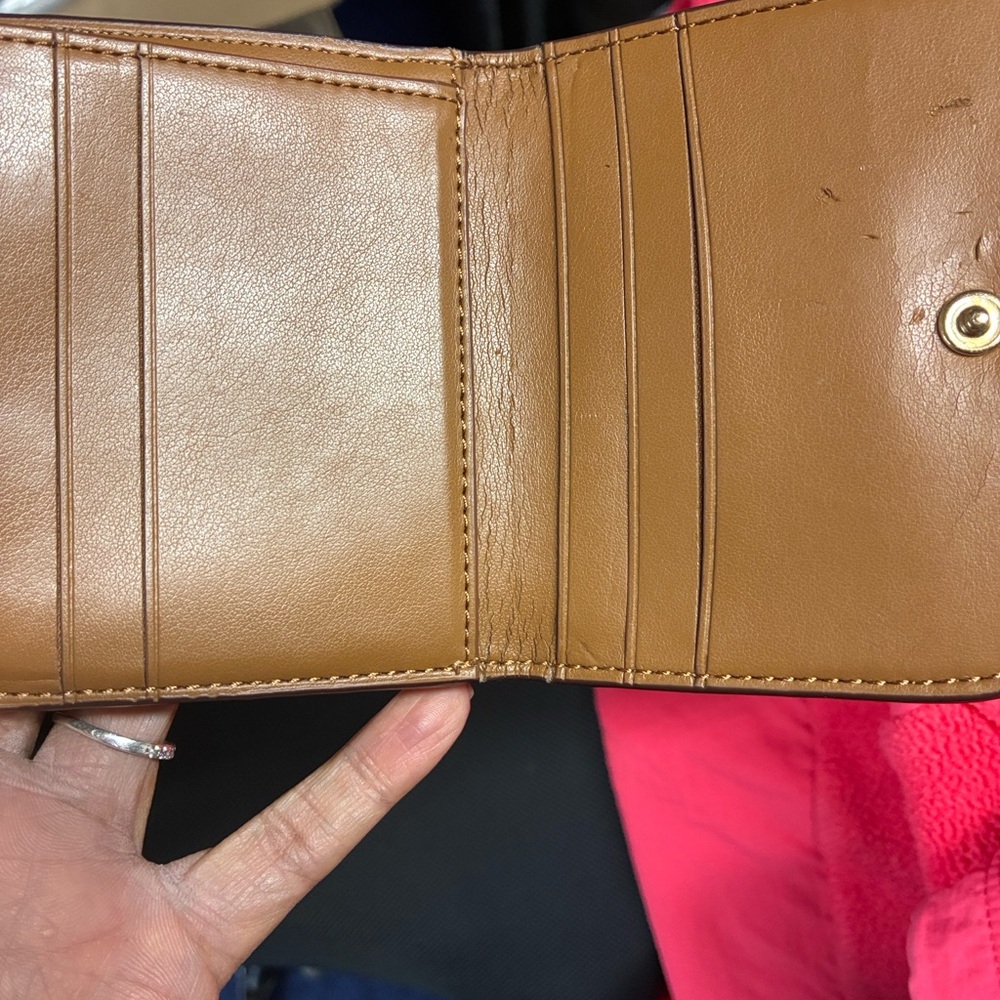 Coach Brown and Gold Compact Tri-Fold Wallet - Picture 12 of 14